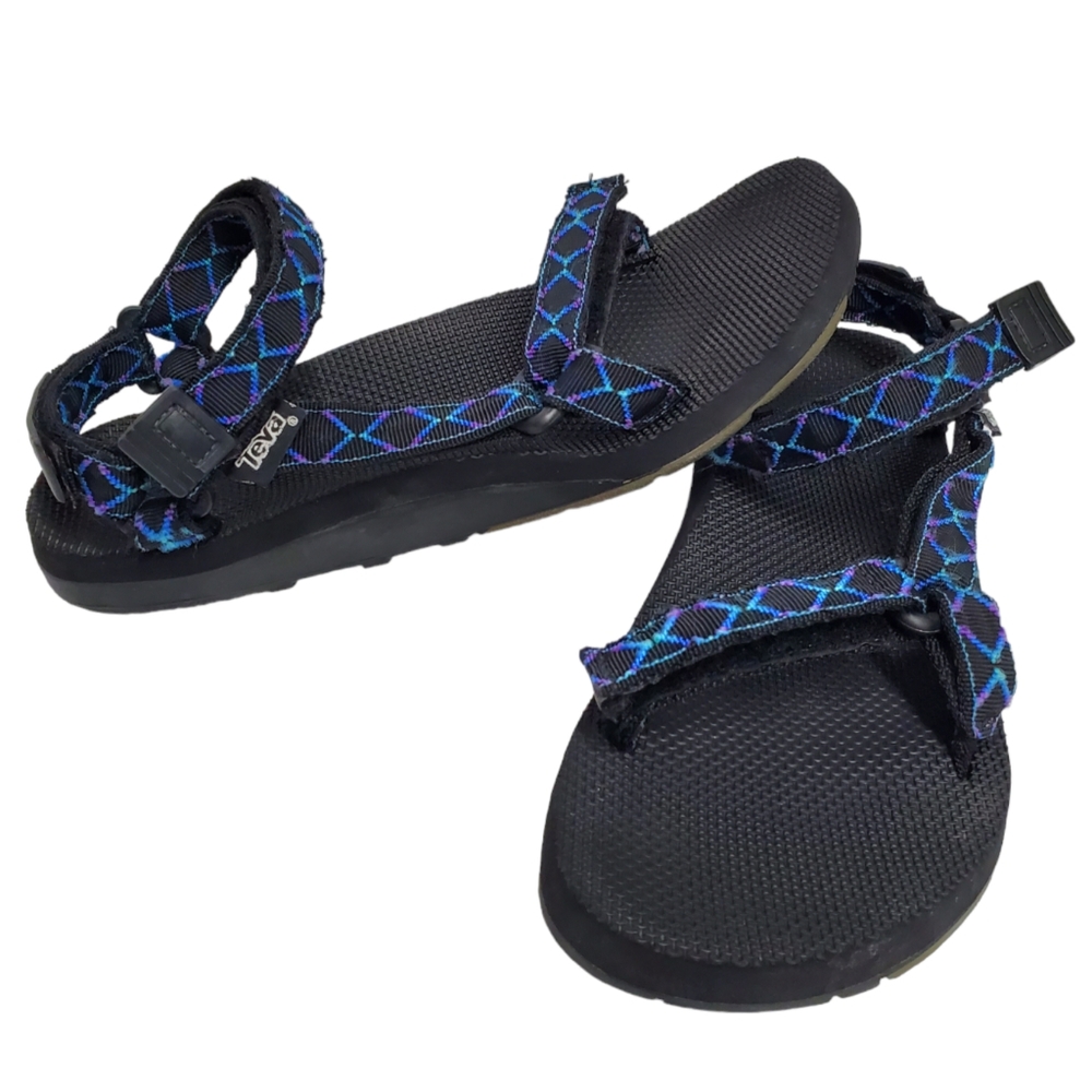 Teva Mens Active Outdoor Water Hiking Sandals Black Blue Southwest Design Sz 12